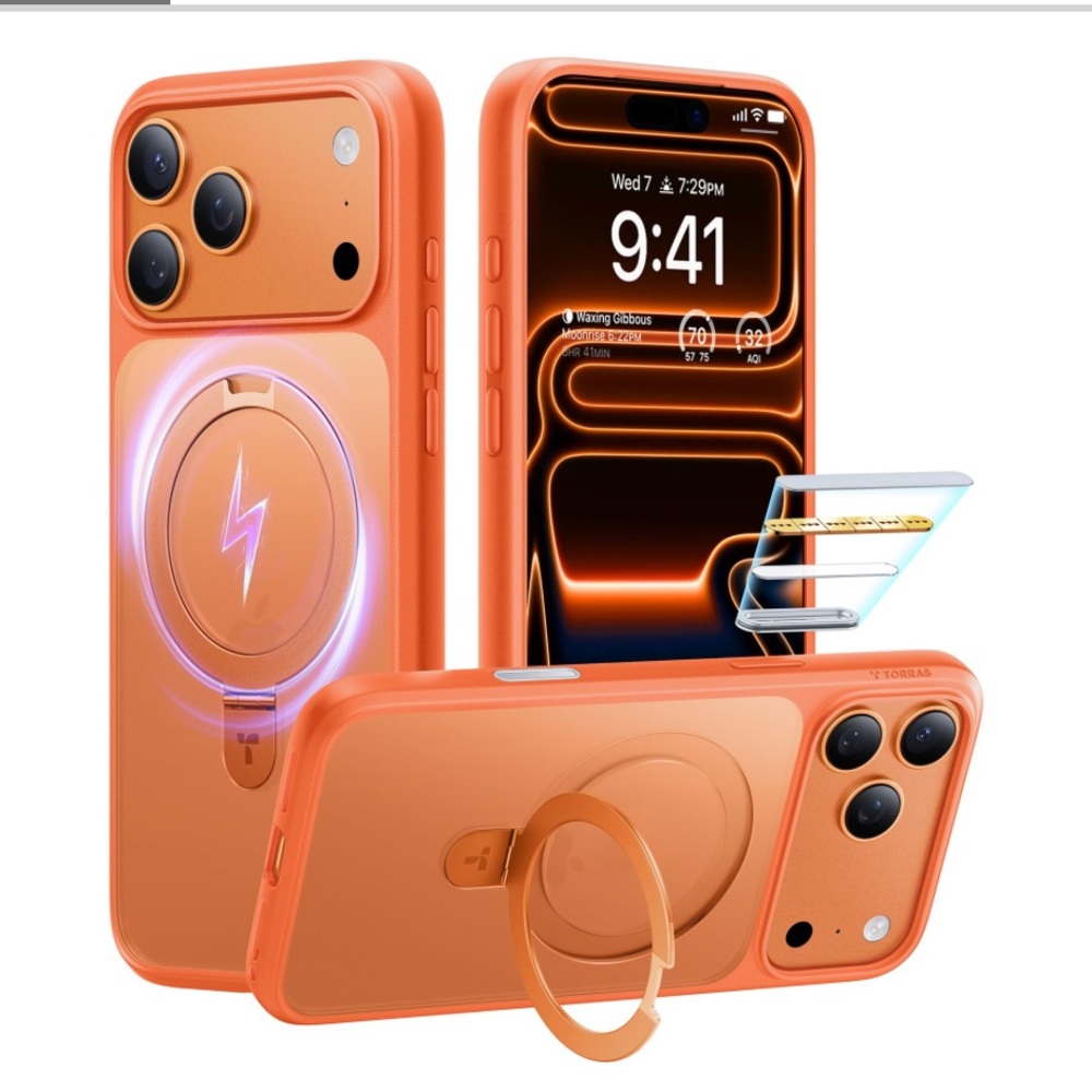 iPhone 17 Pro ‘OStand’ Case MagSafe Compatible-Orange Translucent Matte